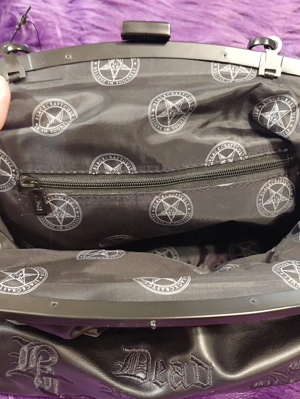 BLACK CRAFT CULT Dark Gothic Black Chain CROSSBODY KISSLOCK